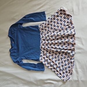 TEA Collection Long Sleeve Cotton Blue Girls Dress Size 7